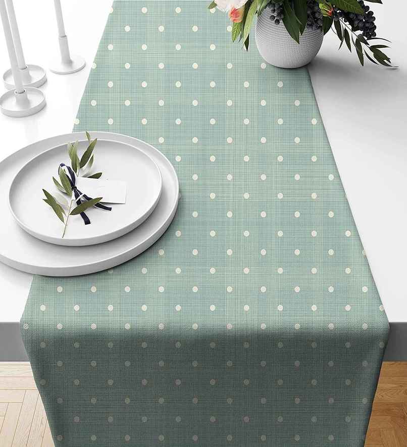 Casacraft by Pepperfry Poly Cotton Dining Table Runner | Blue | 33 x 152.4 cm
