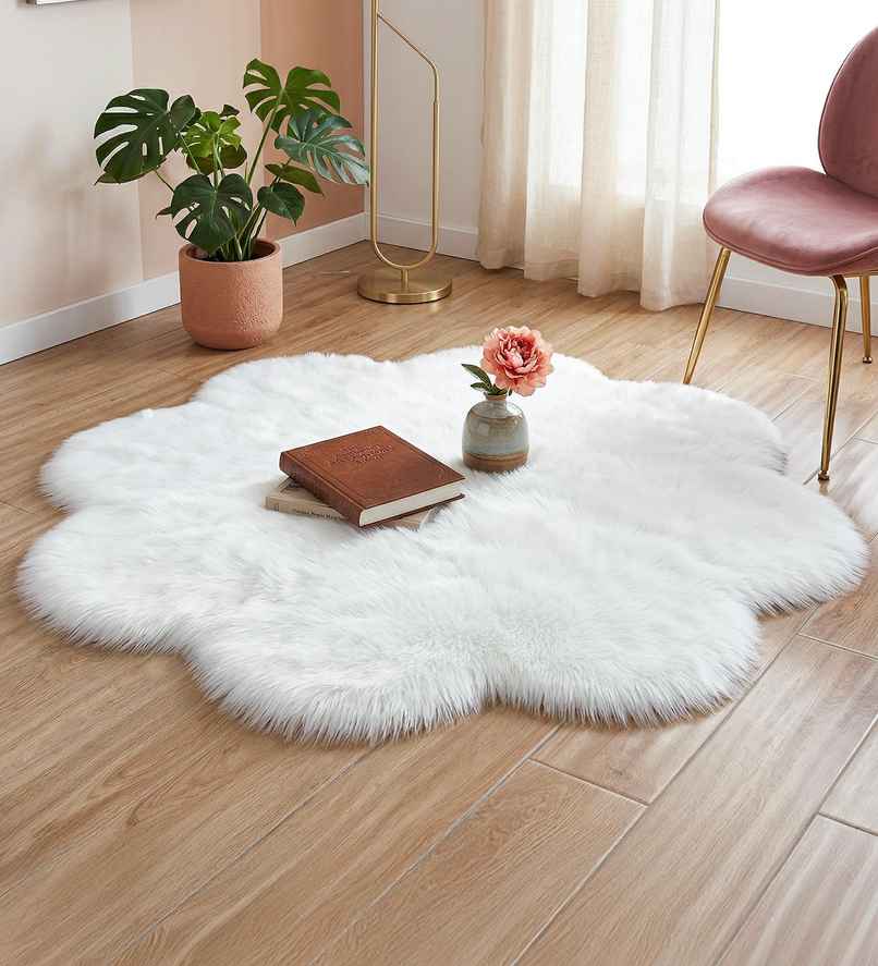 CasaCraft Pepperfry Carpet, 2.46 Feet White Polyester Shaggy Carpet Home Decor Kitchen Rug CasaCraft Pepperfry Carpet, 2.46 Feet White Polyester Shaggy Carpet Home Decor Kitchen Rug