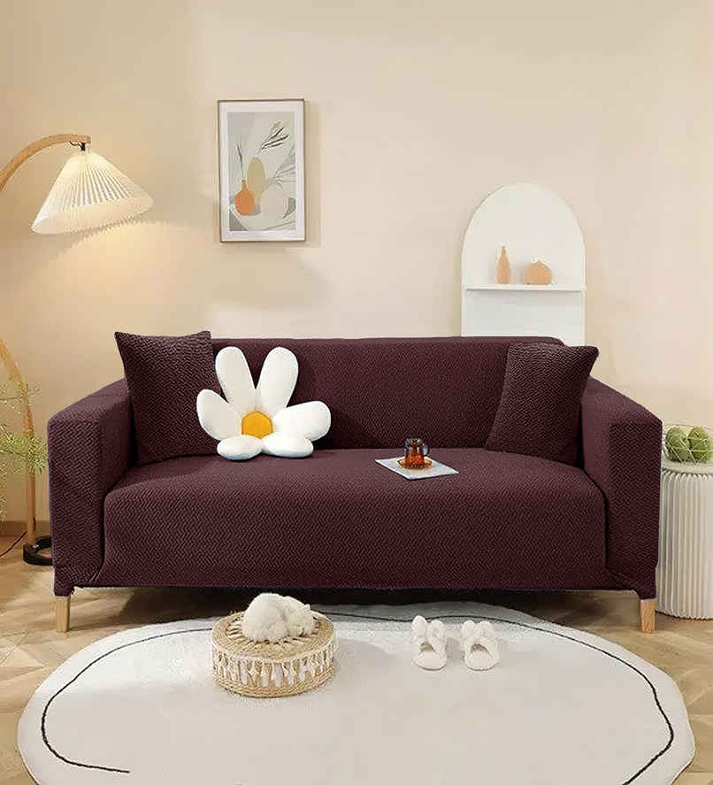 Casacraft by Pepperfry Jacquard Sofa Cover | Washable Couch Cover | Brown | 230 x 185 cm Casacraft by Pepperfry Jacquard Sofa Cover | Washable Couch Cover | Brown | 230 x 185 cm