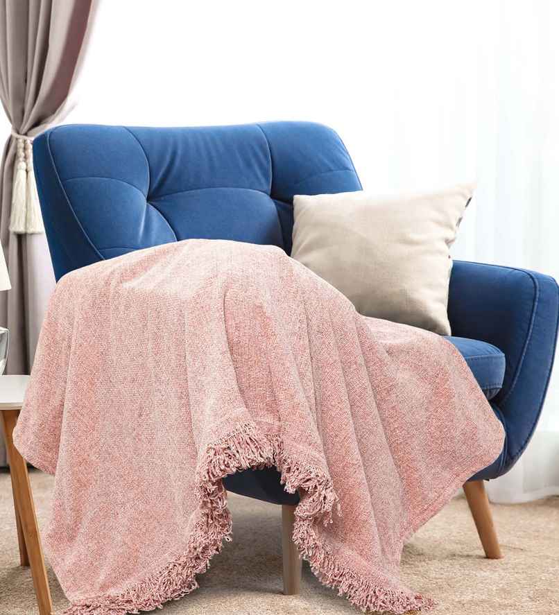 Casacraft by Pepperfry Polyester Sofa Throw | Soft Couch | Pink | 52 x 71 in Casacraft by Pepperfry Polyester Sofa Throw | Soft Couch | Pink | 52 x 71 in