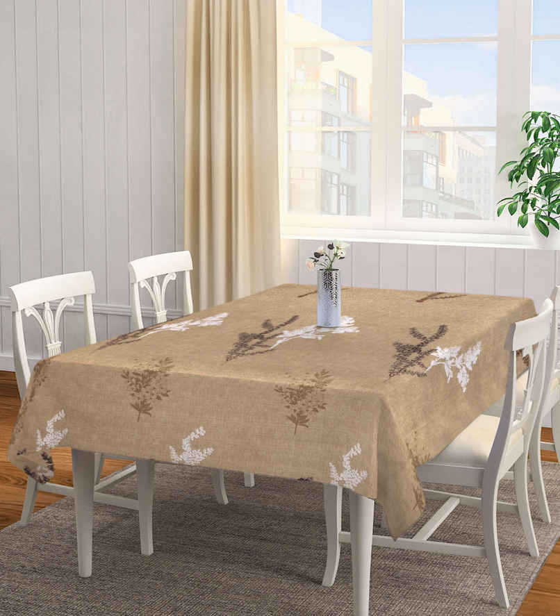 Casacraft by Pepperfry Cotton Blend Table Cloth | Dining Table Cover | Brown | 72 x 52 inches Casacraft by Pepperfry Cotton Blend Table Cloth | Dining Table Cover | Brown | 72 x 52 inches