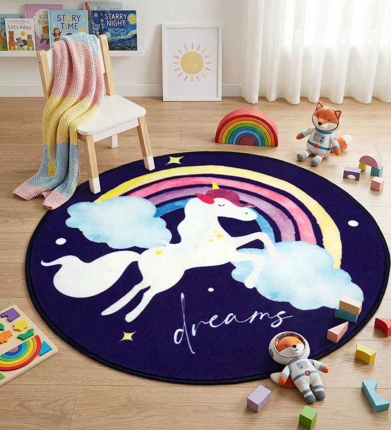 CasaCraft Pepperfry Kids Carpet 36x36 Inch Blue Soft Abstract Polypropylene Kids Floor Rug for Home CasaCraft Pepperfry Kids Carpet 36x36 Inch Blue Soft Abstract Polypropylene Kids Floor Rug for Home