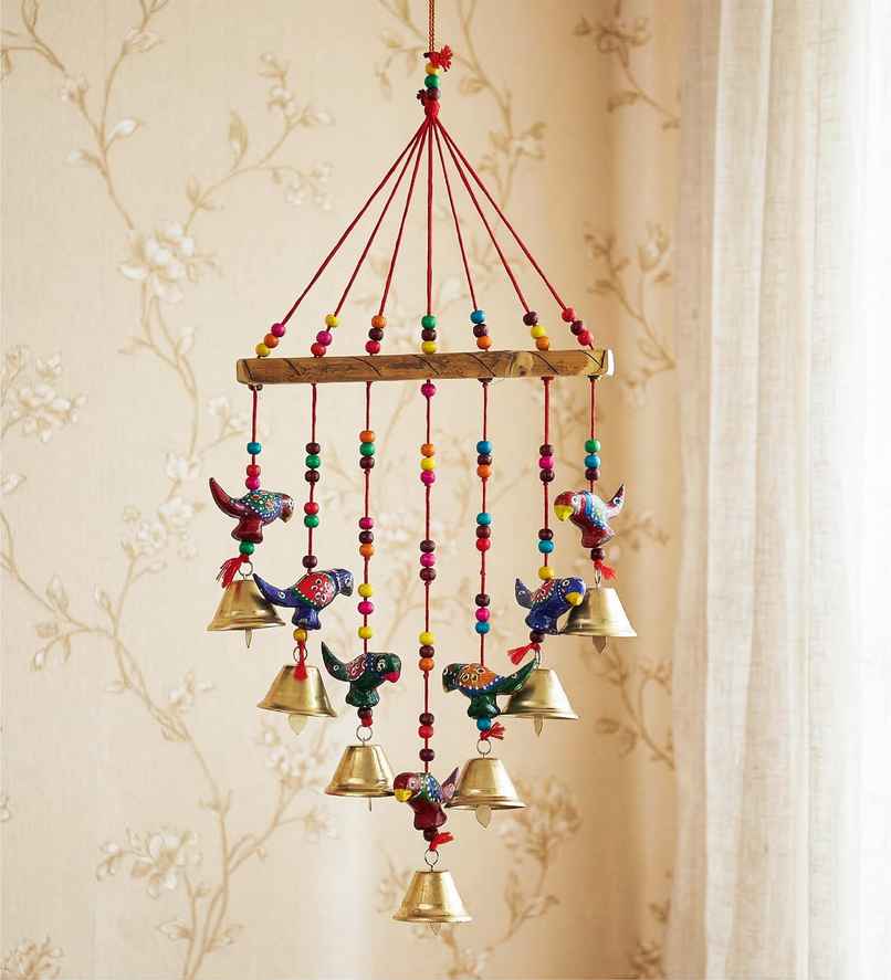 Casacraft by Pepperfry Multicolor Metal Handcrafted Decorative Parrot Hanging Bell Casacraft by Pepperfry Multicolor Metal Handcrafted Decorative Parrot Hanging Bell