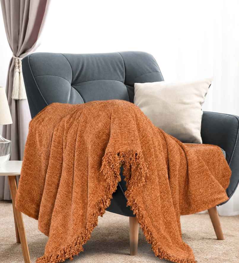 Casacraft by Pepperfry Polyester Sofa Throw | Soft Couch | Rust | 52 x 71 in Casacraft by Pepperfry Polyester Sofa Throw | Soft Couch | Rust | 52 x 71 in
