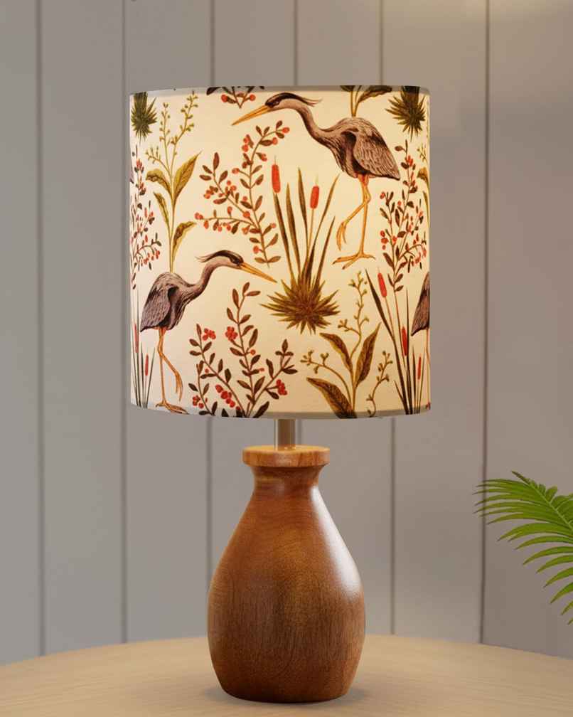 Homesake Dovel Pot Modern Wooden Table Lamp with Fabric Shade, Crane Homesake Dovel Pot Modern Wooden Table Lamp with Fabric Shade, Crane