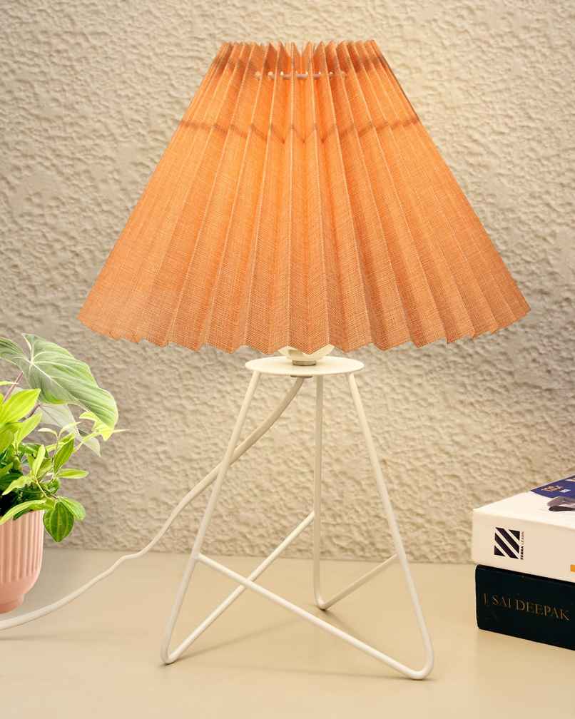 Homesake Retro Metal Table Lamp with Khadi Pleated Fabric Shade Homesake Retro Metal Table Lamp with Khadi Pleated Fabric Shade