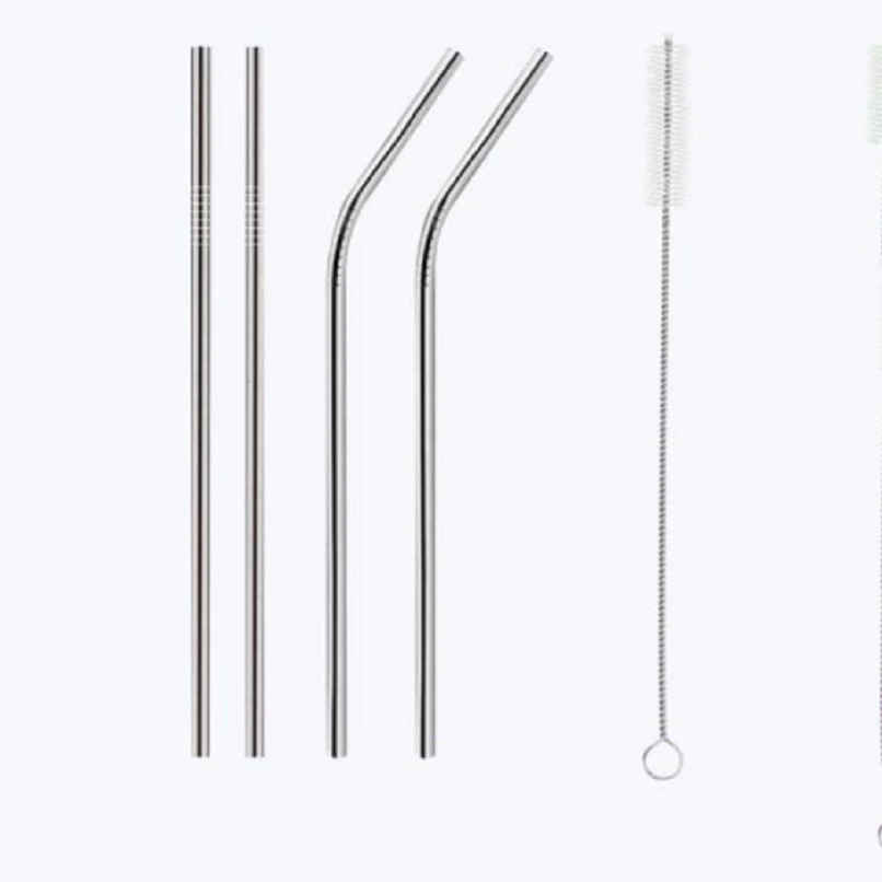 Soham Housewares Reusable Stainless Steel Straw With Cleaning Brush- Long Metal Straws For Drinking