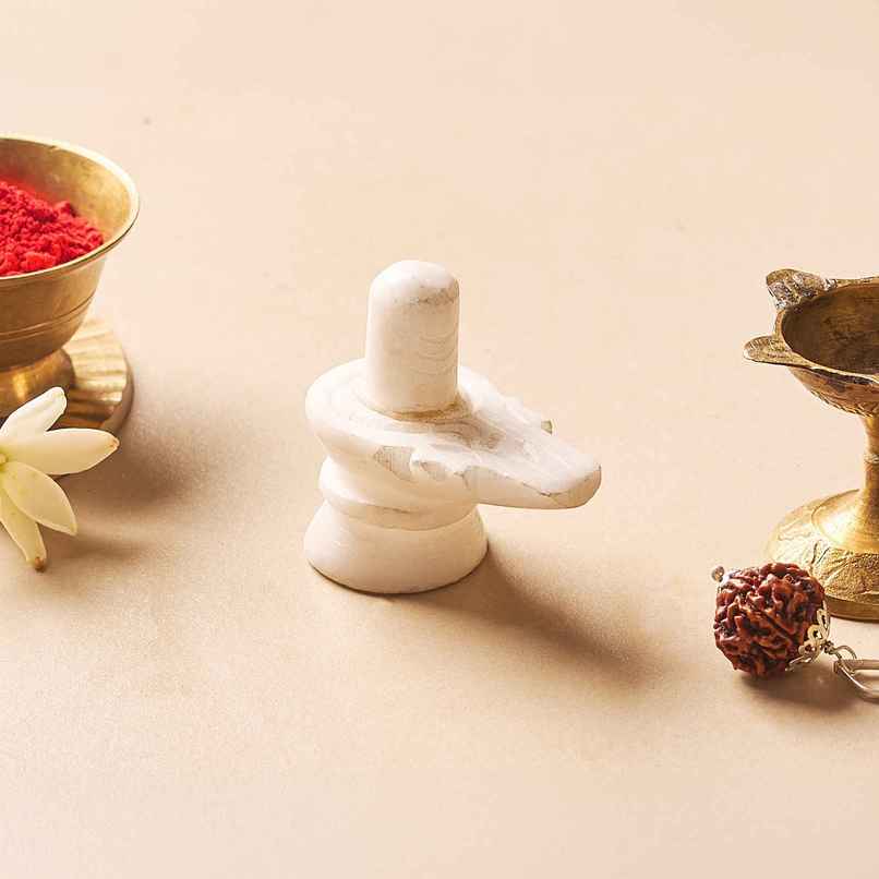White Shivling | 3 Inch | Mahadev Idol for Home Temple | Svasti White Shivling | 3 Inch | Mahadev Idol for Home Temple | Svasti