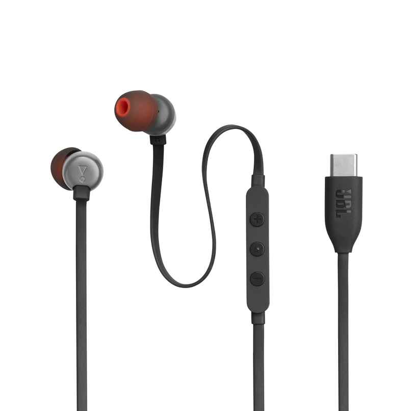 JBL Tune 310 Wired In-Ear Type C Headphones, Hi-Res Audio With Digital-To-Analog Converter (Black)