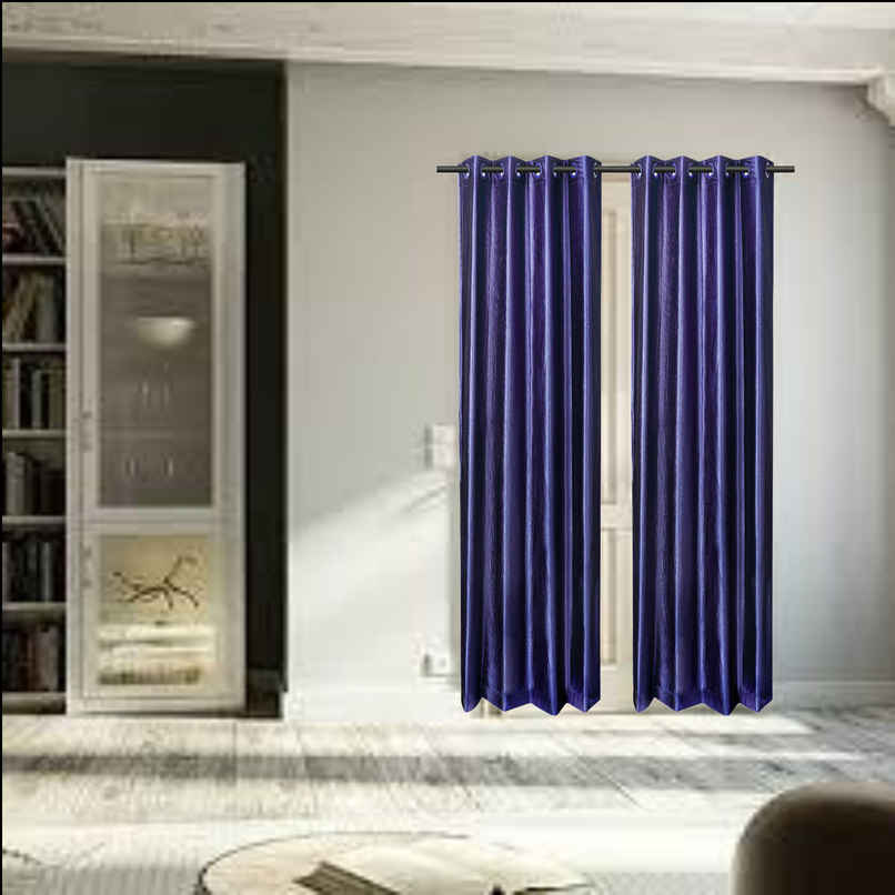 Antzco Plain Blue Door Curtain 7 ft x 4 ft | Pack of 2 | DC11