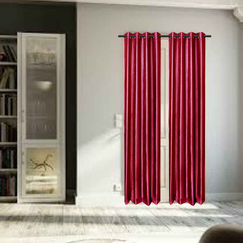 Antzco Plain Maroon Door Curtain 7 ft x 4 ft | Pack of 2 | DC09