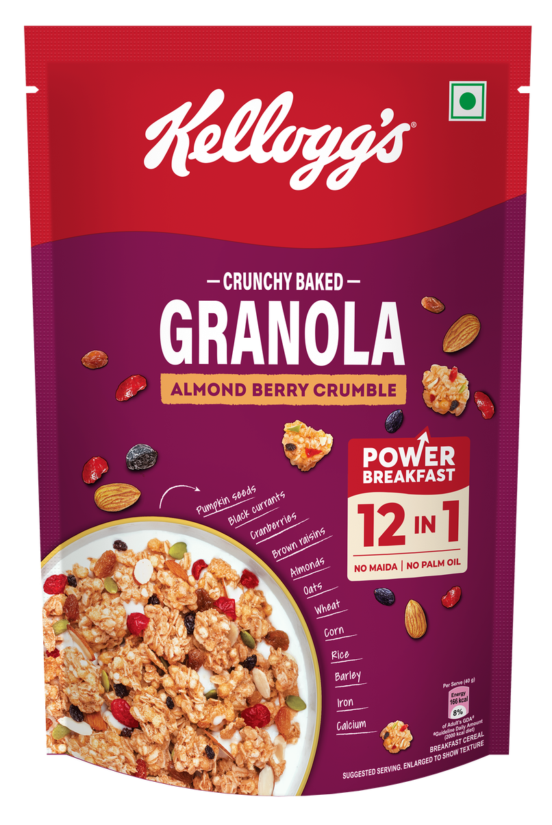 Kellogg's Crunchy Almond Berry Crumble Granola |12-In-1 Power Breakfast | No Maida No Palm Oil