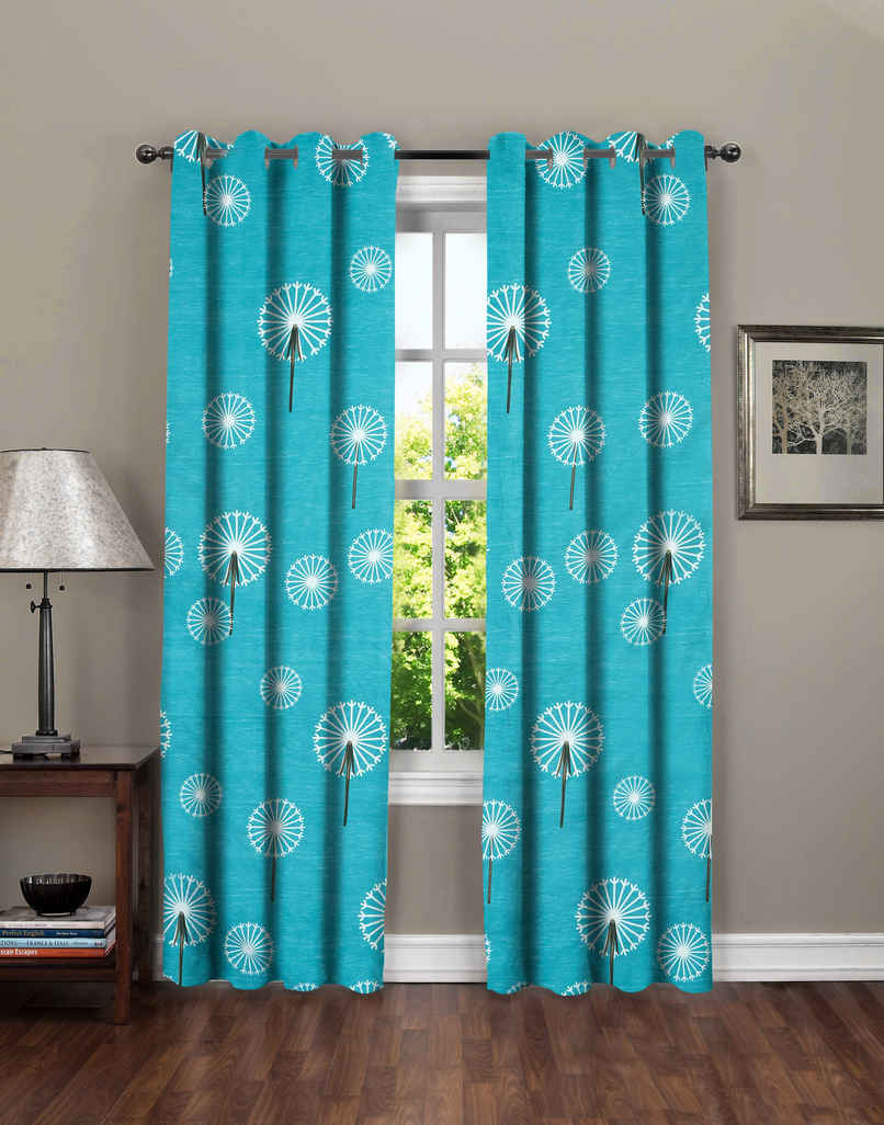 BAY6 Microfiber Cotton Door Curtains - Set of 2 - (8x4 ft) - Light Blue
