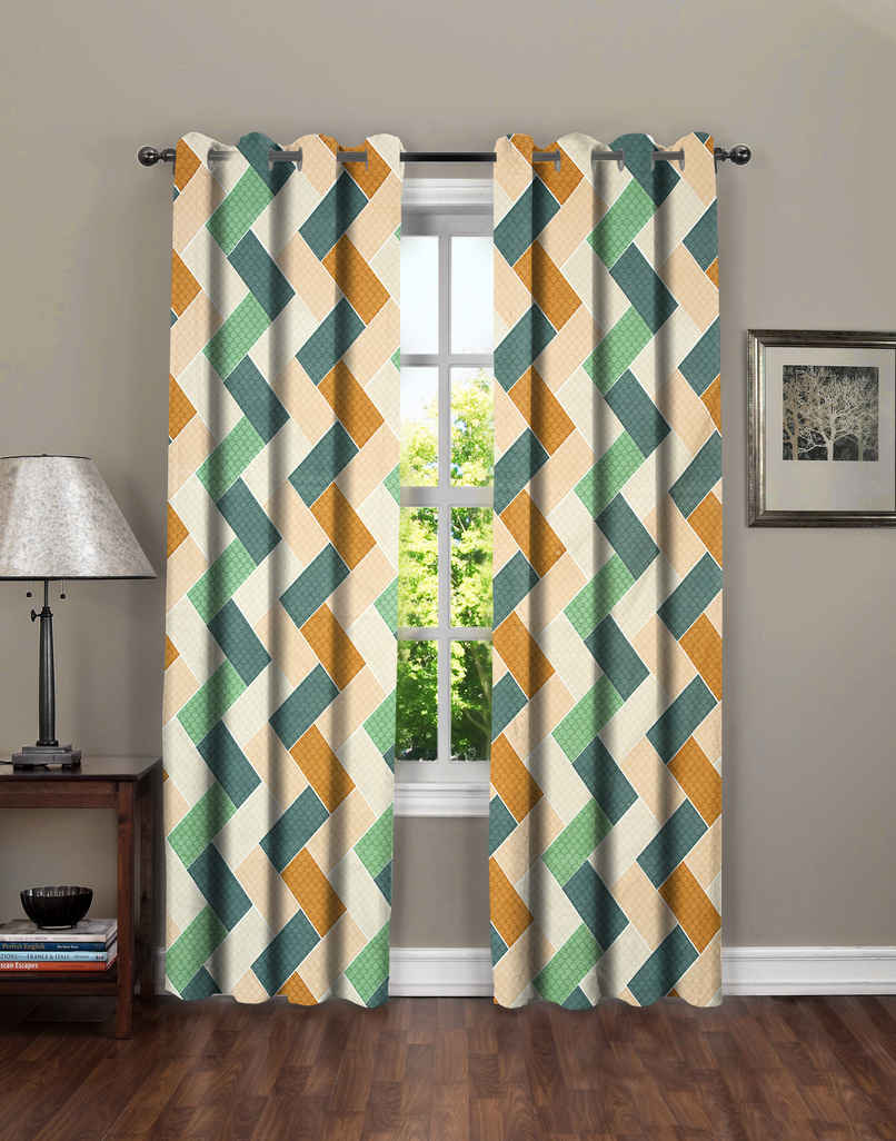BAY6 Microfiber Cotton Door Curtains | Set of 2 | 7x4 ft | Multicolor
