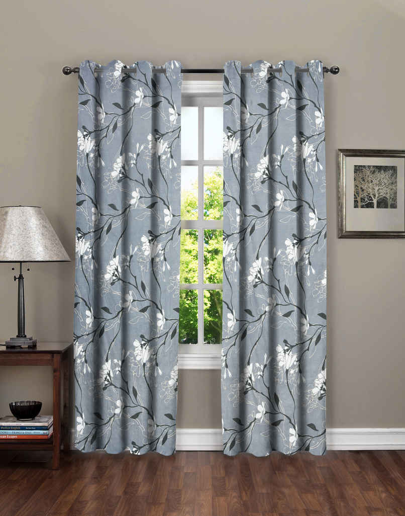 BAY6 Microfiber Cotton Door Curtains | Set of 2 | 8x4 ft | Grey