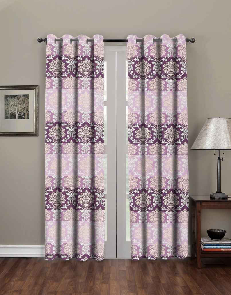 BAY6 Microfiber Cotton Door Curtains | Set of 2 | 9x4 ft | Pink