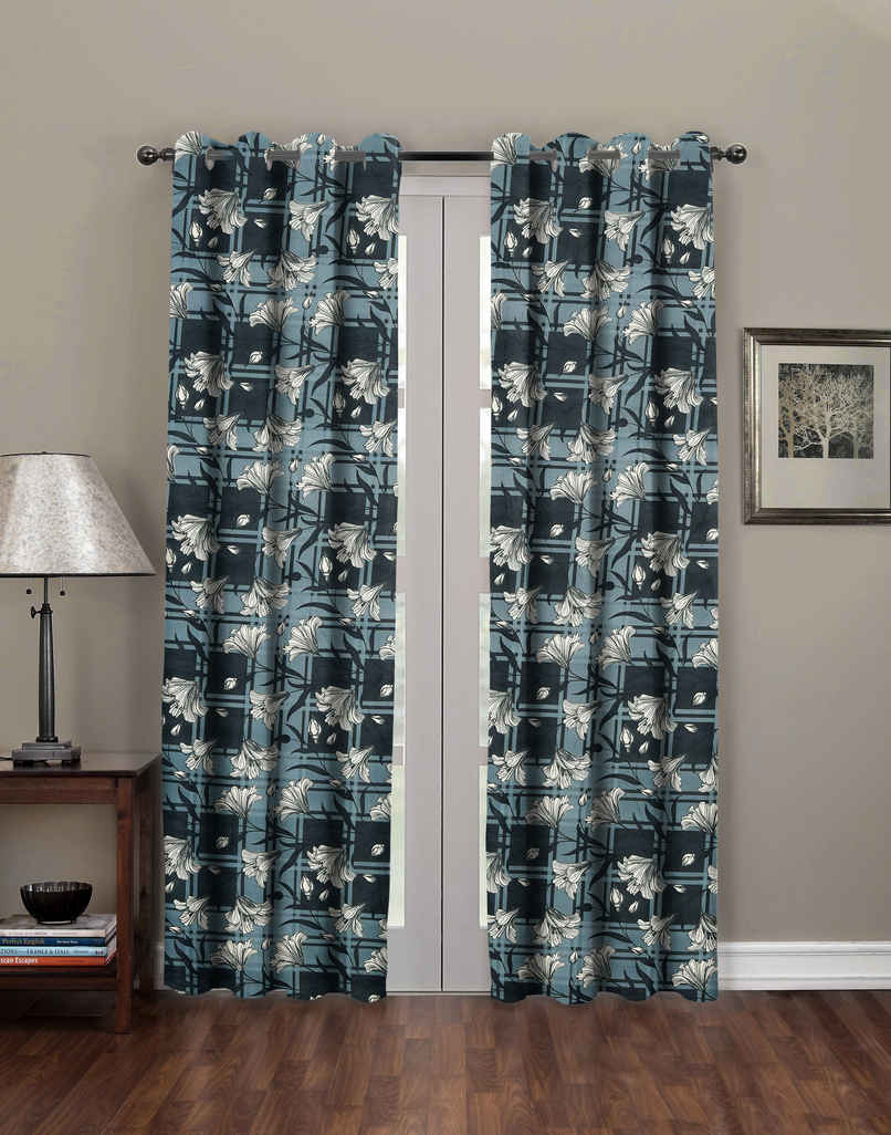 BAY6 Microfiber Cotton Door Curtains | Set of 2 | 8x4 ft | Black