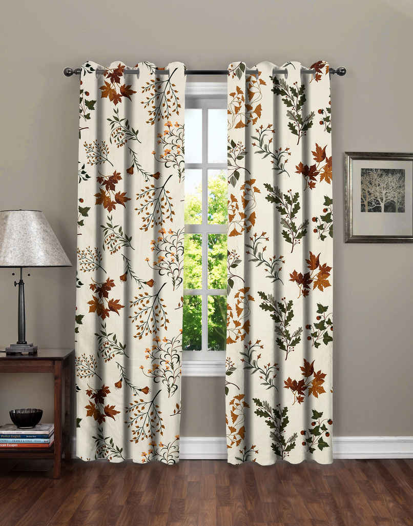 BAY6 Microfiber Cotton Door Curtains - Set of 2 - (7x4 ft) - Cream