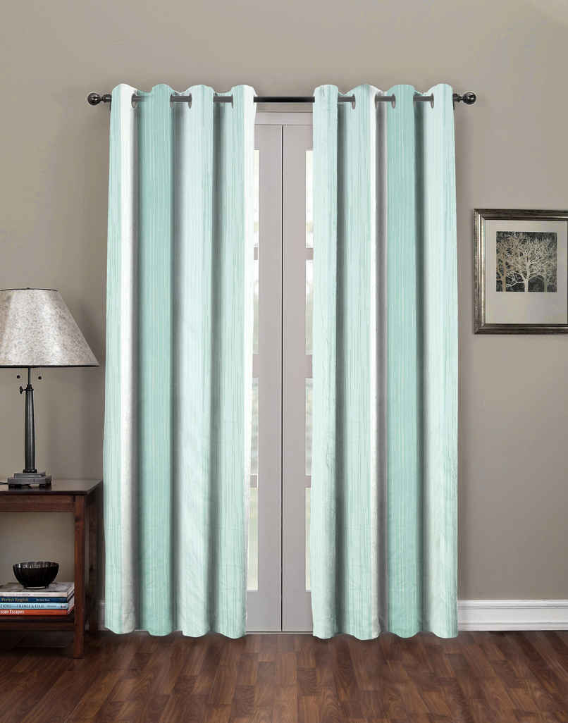 BAY6 Microfiber Cotton Door Curtains - Set of 2 - (9x4 ft) - Green
