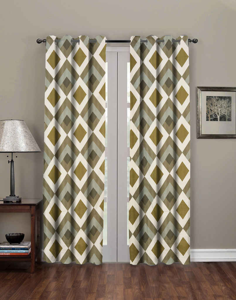 BAY6 Polyester Door Curtains - Set of 2 - (7x4 ft) - Dark Green
