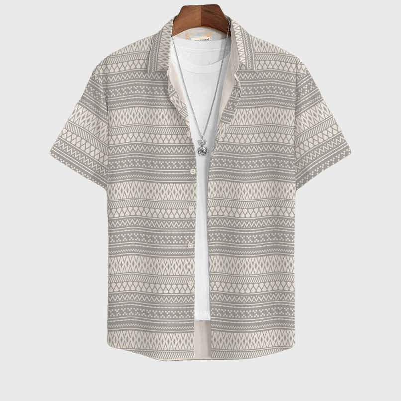 Bullmer Men's Trendy Regular Fit Printed Causal Shirt | Grey - S