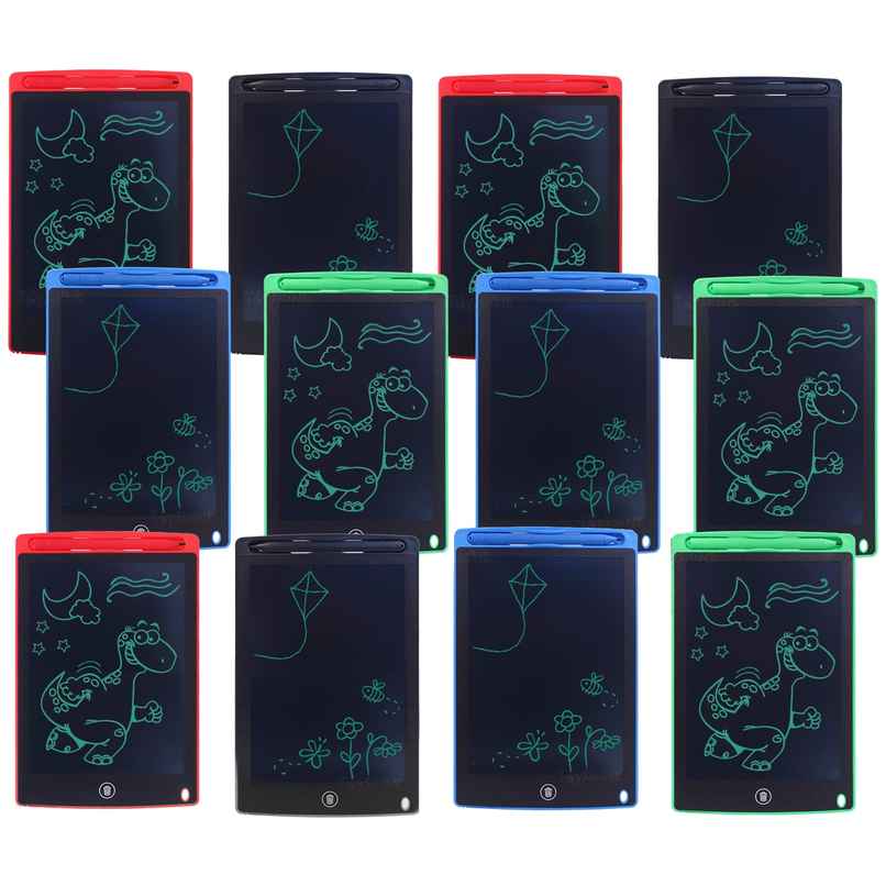 Toyshine Pack of 12 Lcd Writing Tablets | 8.5 Inch - Colorful Erasable Pads for Kids
