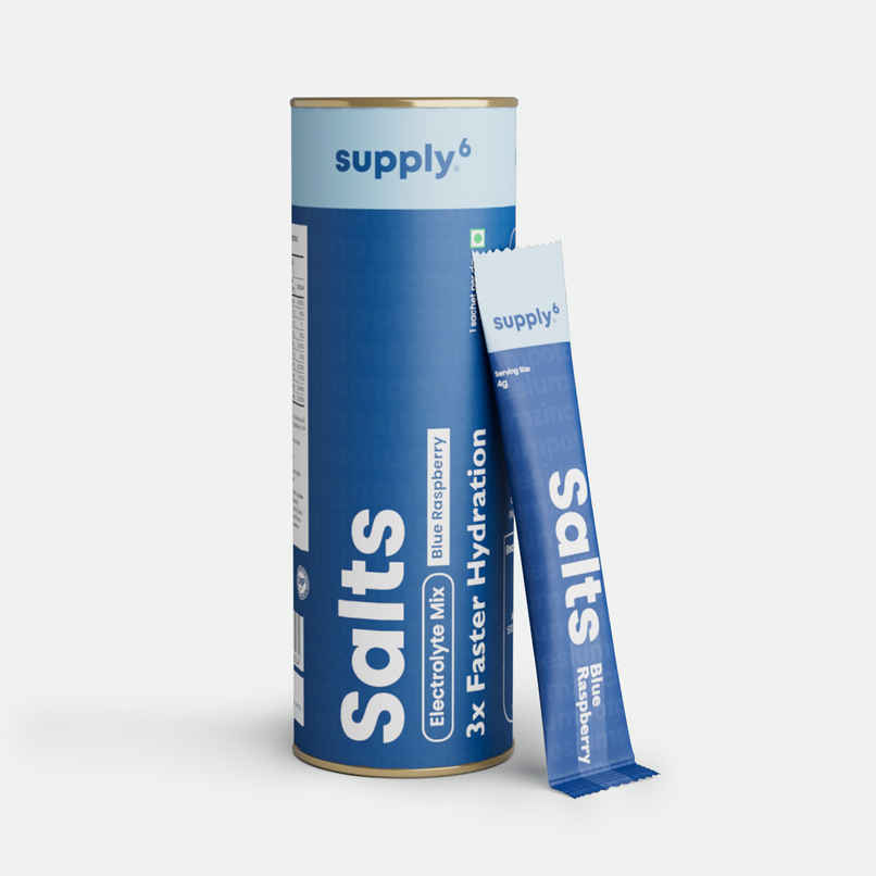 Supply6 Salts | Electrolyte Mix | Sodium, Potassium, Magnesium, Zinc, Fiber | Blue Raspberry