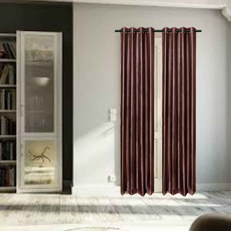 Antzco Plain Brown Door Curtain 7 ft x 4 ft | Pack of 2 | DC10