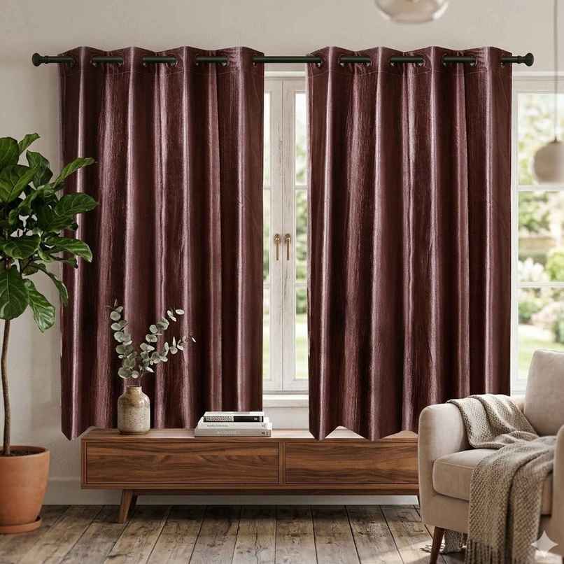 Antzco Plain Brown Window Curtain 5 ft x 4 ft | Pack of 2 | WC10 Antzco Plain Brown Window Curtain 5 ft x 4 ft | Pack of 2 | WC10