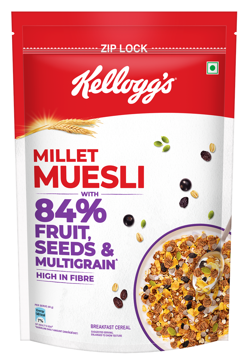 Kellogg's Millet Muesli  with 84% Fruit, Seed and Multigrain|Power Breakfast|No Maida No Palm Oil