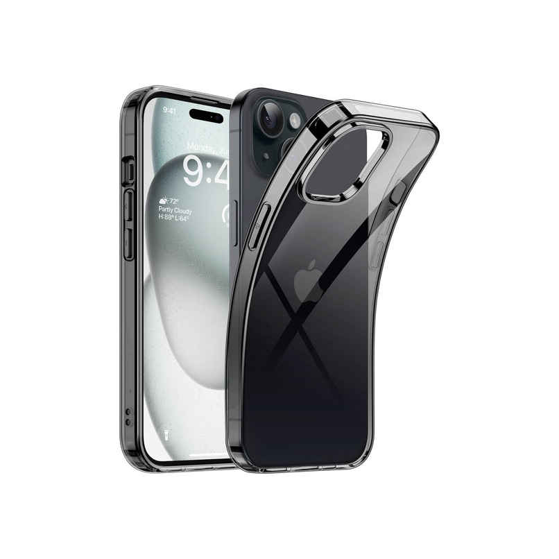 ExpressB For iPhone 15 Case Cover Clear Transparent | Thin Soft Back - Clear Black