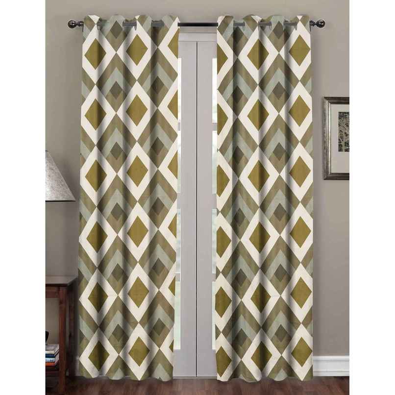 BAY6 Polyester Long Door Curtains - Set of 2 - (8x4 ft) - Dark Green