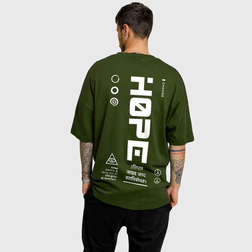 De Tees Men's Oversize T-shirt | M-OST-OLIVE-GREEN-HOPE | Olive - L