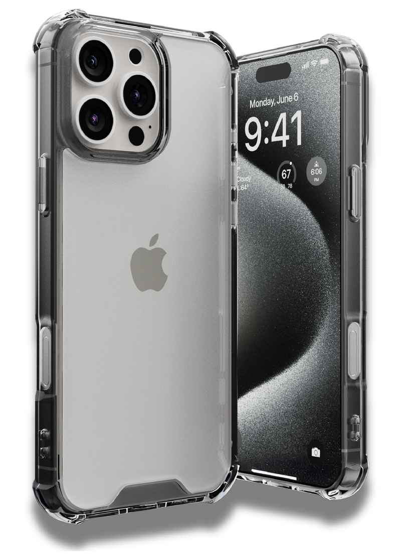 ExpressB for iPhone 16 Pro Case Cover | Anti-Scratch | Hard Transparent Back Cover Case for iPhone 16 Pro - Clear with Black Sides