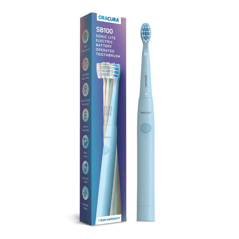Oracura Sb100 Sonic Lite Battery Operated Electric Toothbrush Blue
