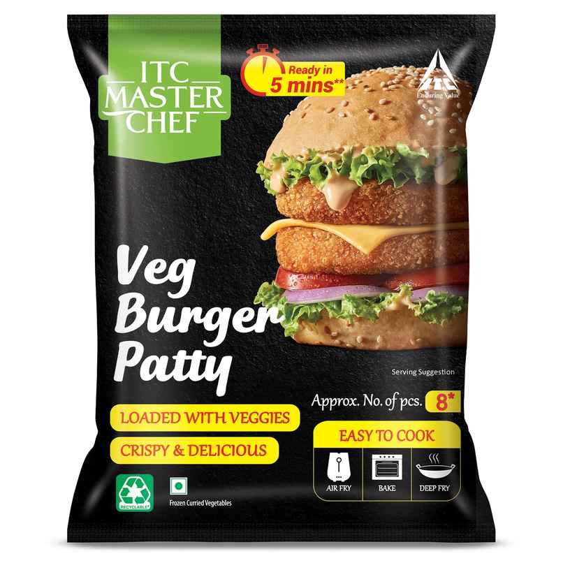 ITC Master Chef Veg Burger Patty | Loaded with Veggies | Crispy & Delicious | 8 pieces