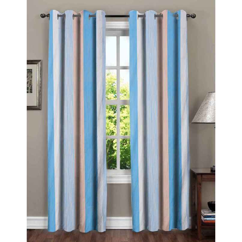 BAY6 Polyester Long Door Curtains | Set of 2 | 8x4 ft | Blue