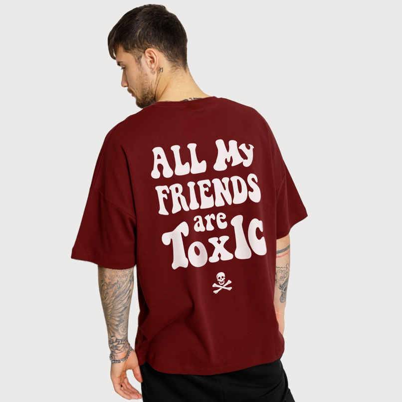 De Tees Men's Oversize T-shirt | M-OST-MAROON-TOXIC | Maroon - S