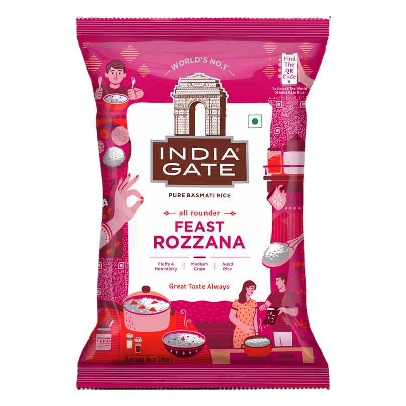 India Gate All Rounder Feast Rozzana Basmati Rice | Aged Rice | Fluffy and Non-Sticky India Gate All Rounder Feast Rozzana Basmati Rice | Aged Rice | Fluffy and Non-Sticky