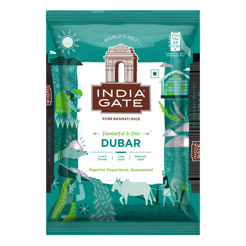 India Gate Flavourful and Fine Dubar Basmati Rice | Long and Slender Grains | Naturally Aged