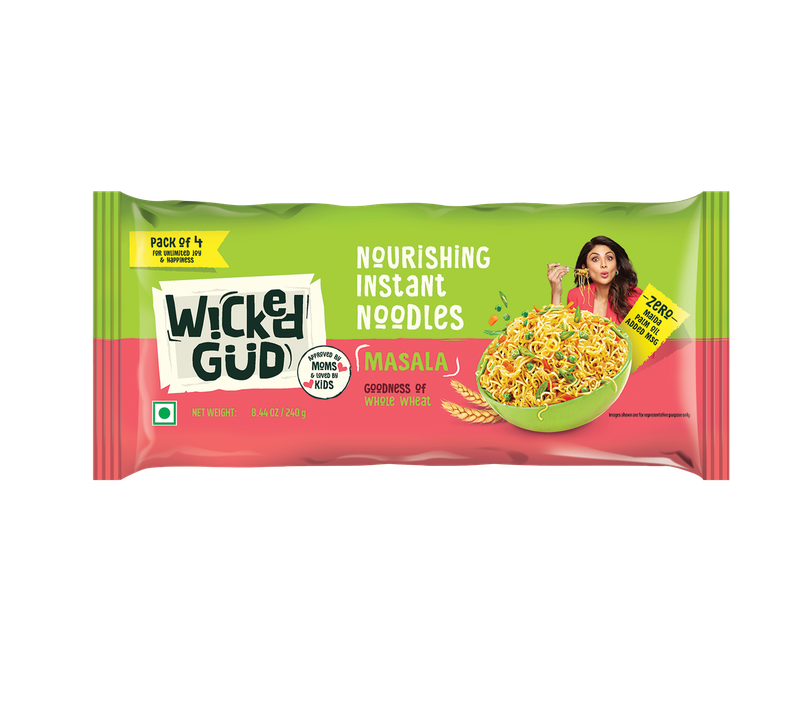 WickedGud Whole Wheat Masala Noodles | No Maida | No Palm Oil | Source of Protein