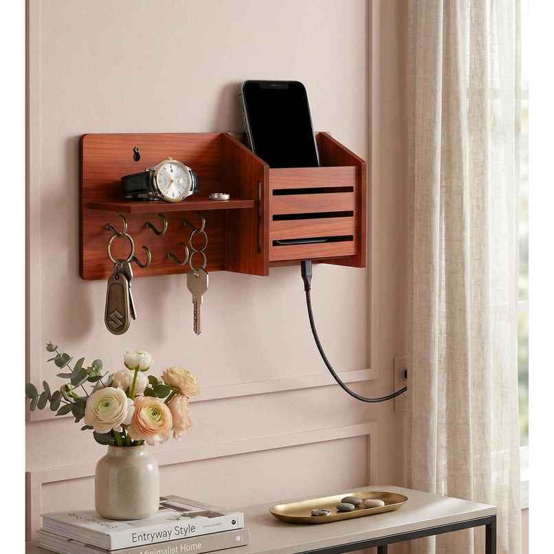 Casacraft by Pepperfry Brown Mdf Side-Shelf Pocket Key Holder Casacraft by Pepperfry Brown Mdf Side-Shelf Pocket Key Holder
