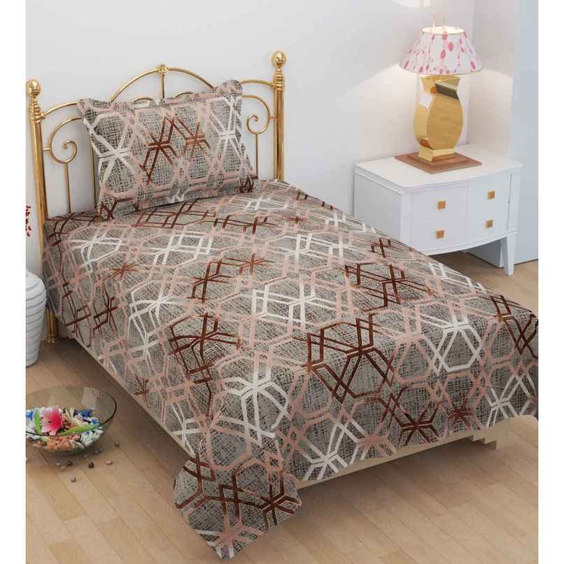 Casacraft by Pepperfry Silver Abstract 210 TC Microfibre Single Bedsheet With 1 Pillow Cover Casacraft by Pepperfry Silver Abstract 210 TC Microfibre Single Bedsheet With 1 Pillow Cover