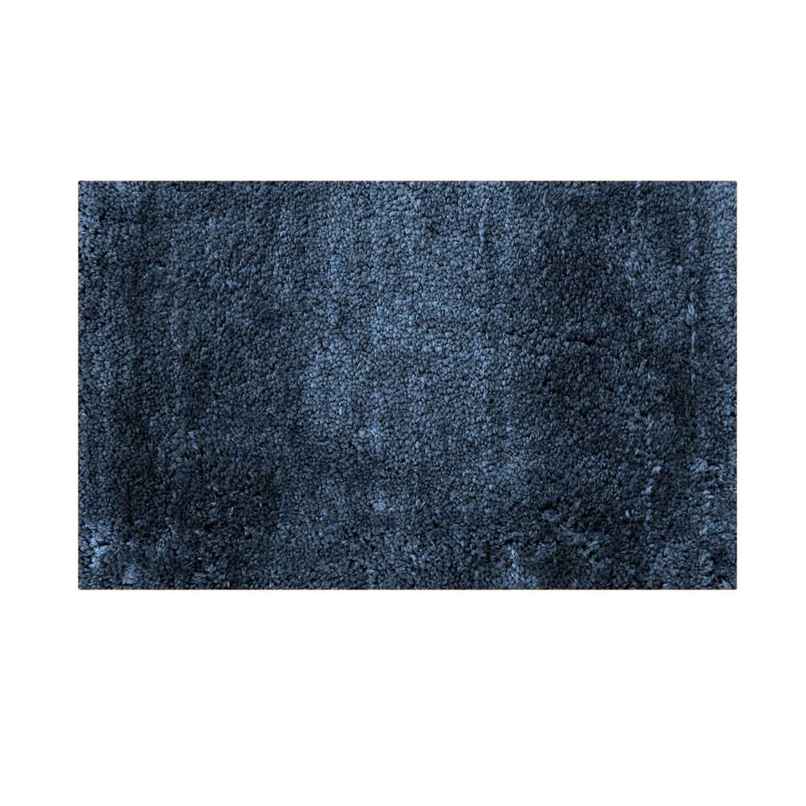 Casacraft by Pepperfry Microfibre Anti- Skid Door Mat | 43 x 31 cm | Navy Blue Solid
