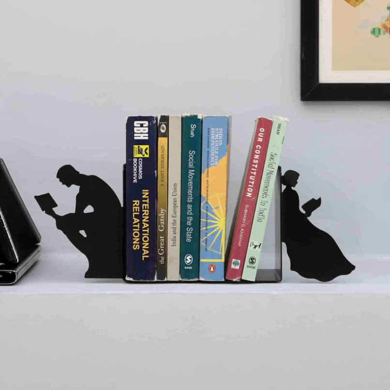 Casacraft Pepperfry Typography Design Iron Matte Black Finish Bookend for Reading Books for Home Casacraft Pepperfry Typography Design Iron Matte Black Finish Bookend for Reading Books for Home