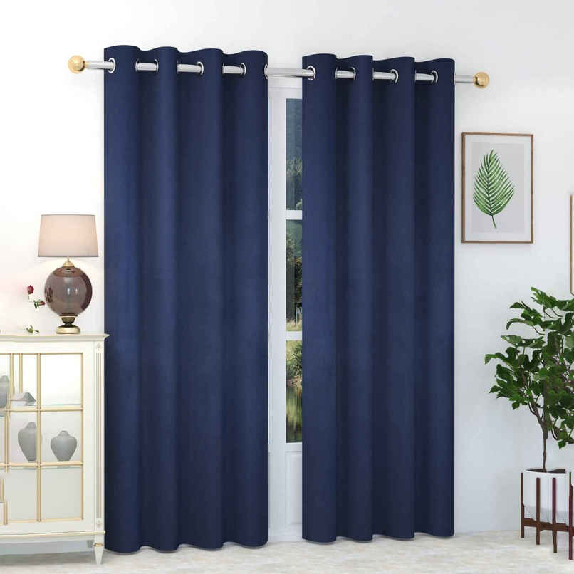 Casacraft by Pepperfry Window Curtains 5 feet | Set of 2 | Blue