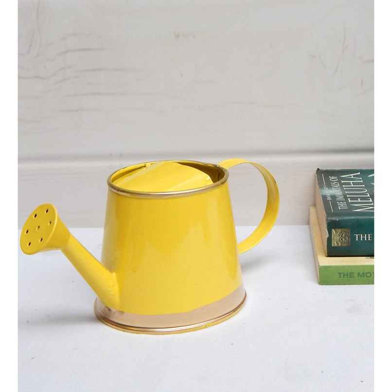 CasaCraft Pepperfry 250ml Metal Yellow Garden Water Can for Plants, Home Gardening with Spout