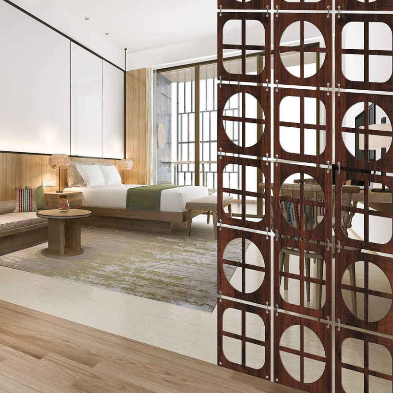 Casacraft by Pepperfry Walnut Engineering Wood Hanging Room Divider - Pack Of 12 Casacraft by Pepperfry Walnut Engineering Wood Hanging Room Divider - Pack Of 12