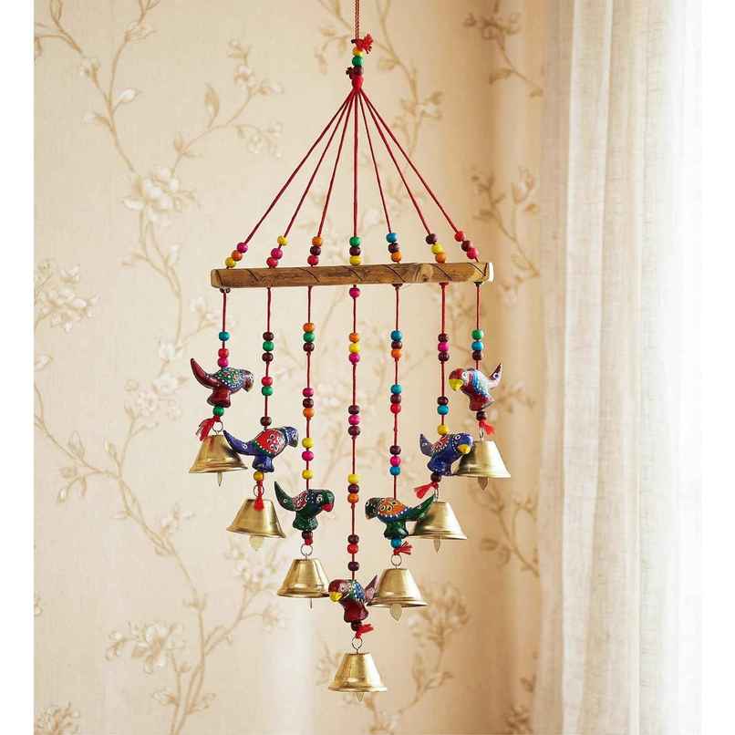 Casacraft by Pepperfry Multicolor Metal Handcrafted Decorative Parrot Hanging Bell Casacraft by Pepperfry Multicolor Metal Handcrafted Decorative Parrot Hanging Bell