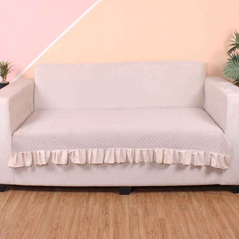 Casacraft by Pepperfry Sofa Cover | 3 Seater | Vanilla Ice